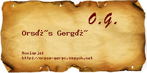 Orsós Gergő névjegykártya